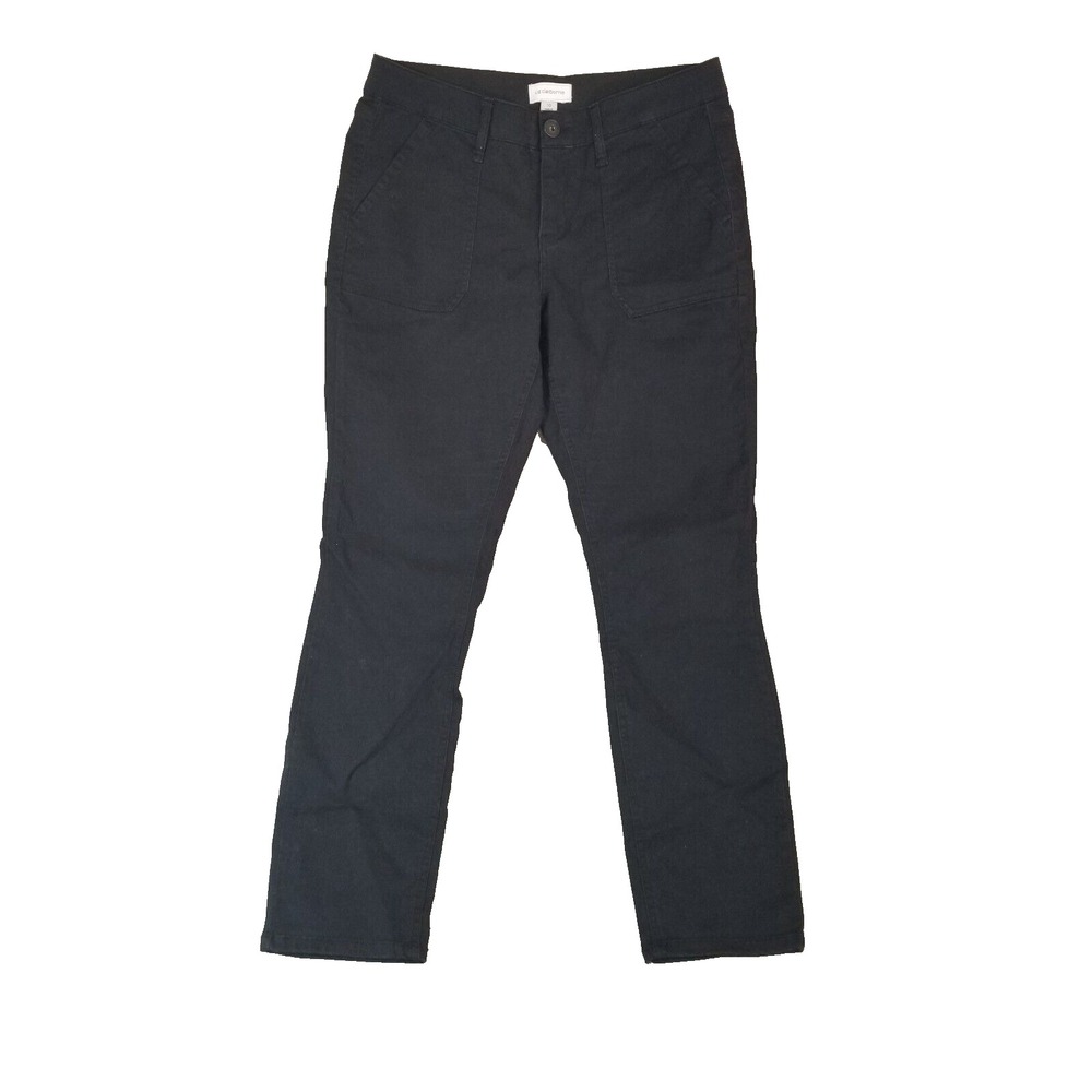 Liz Claiborne Pants Women 10 Black Chino Comfort Waist Flex Stretch Straight Leg